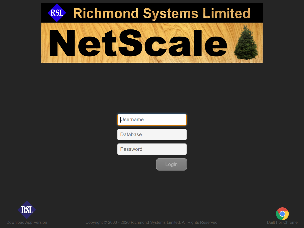 NetScale login screen